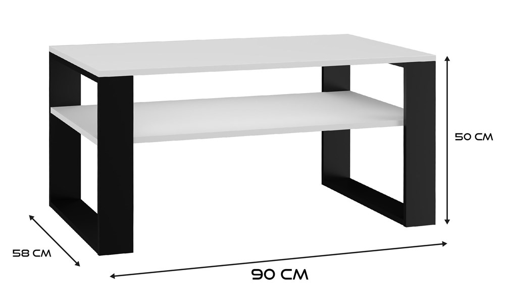 Stolik Kawowy Ława Modern Biel/Czern 1P